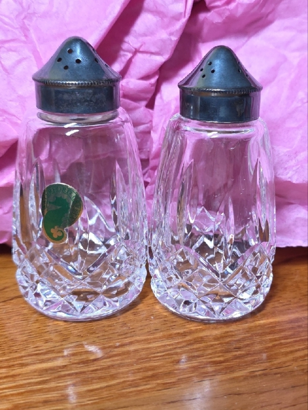 1 Pair Waterford Crystal Lismore Salt & Pepper Shakers Total 2 Shakers